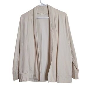 Pacas Womens Pima Alpaca Modal Blend Open Front Cardigan Cream Ivory Medium